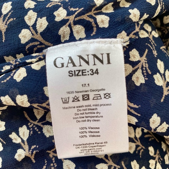 Ganni Newman Georgette dark blue floral patterned blouse - Picture 5 of 5